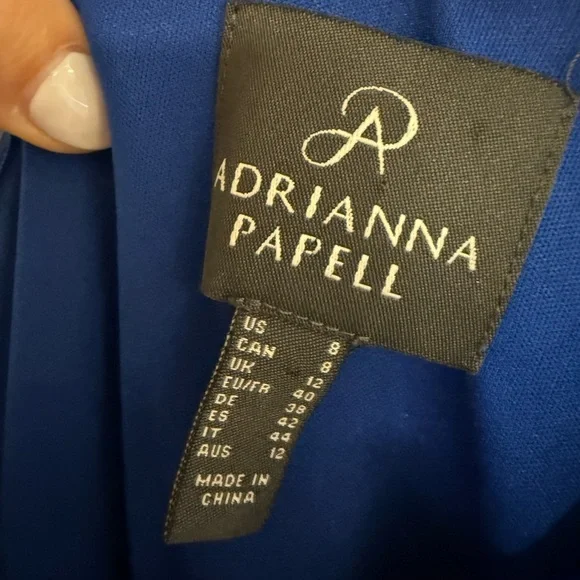 Adrianna Papell Royal Blue One-Shoulder Dress - Picture 3 of 5